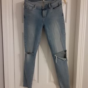 Paige Denim Light Wash Distressed Ankle Jeans